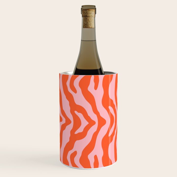 Zebra Wild Animal Print Orange and Pink Wine Chiller Gallery Image 1