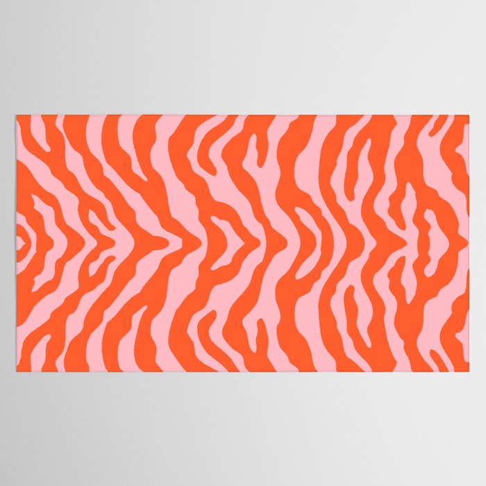 Zebra Wild Animal Print Orange and Pink Tablecloth Gallery Image 2