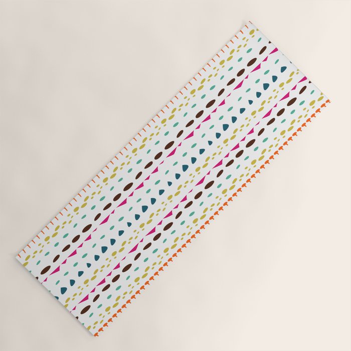 Modern colorful pink orange polka dots stripes patterns Yoga Mat Gallery Image 1