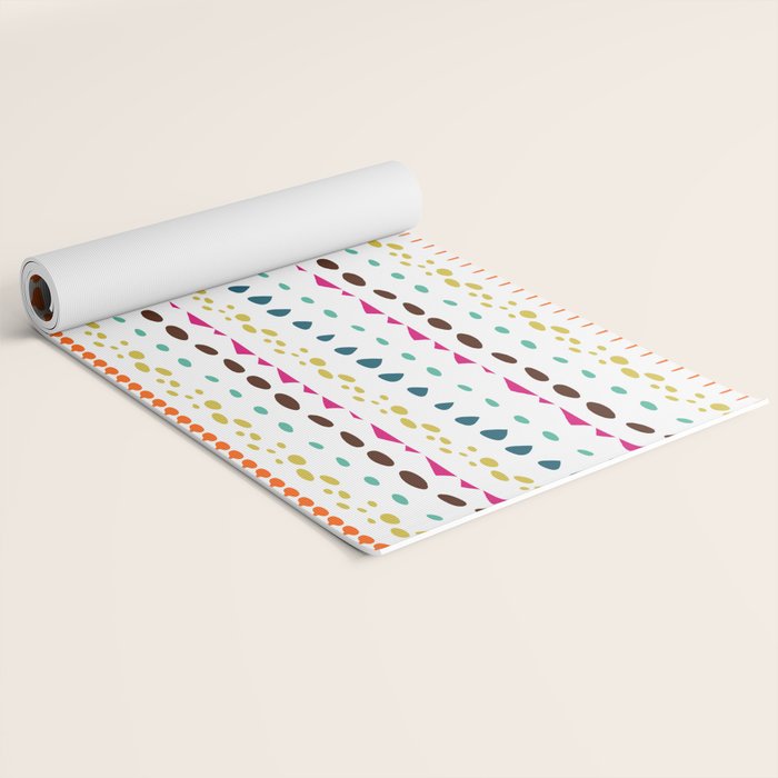 Modern colorful pink orange polka dots stripes patterns Yoga Mat Gallery Image 2