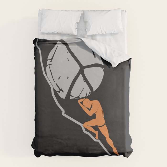 One Must Imagine Sisyphus Happy - Illustration - Albert Camus Quote Duvet Cover Gallery Image 1