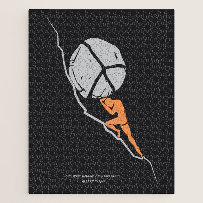 One Must Imagine Sisyphus Happy - Illustration - Albert Camus Quote Jigsaw Puzzle Gallery Image 1