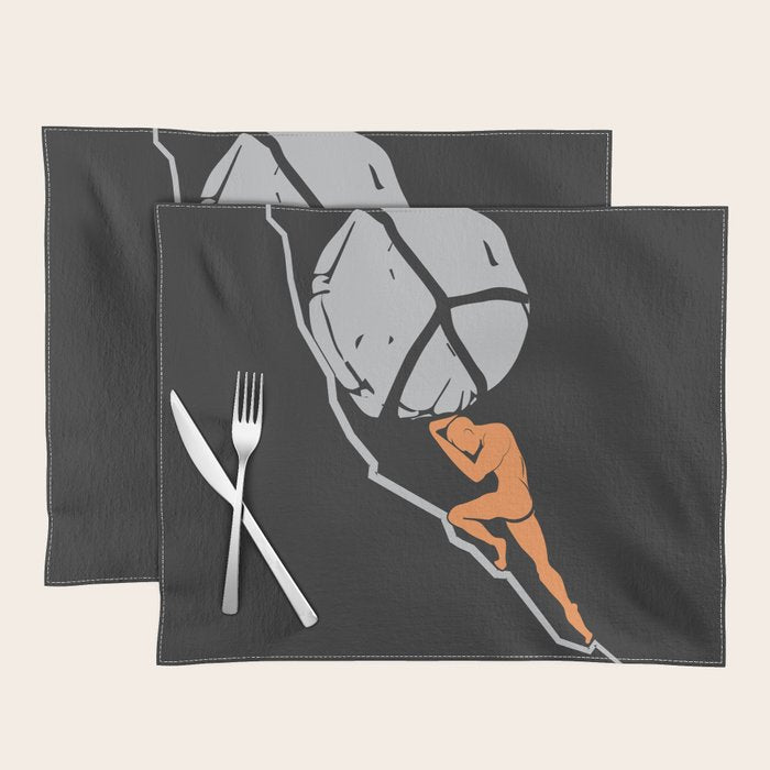 One Must Imagine Sisyphus Happy - Illustration - Albert Camus Quote Placemat Gallery Image 1