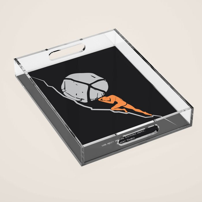 One Must Imagine Sisyphus Happy - Illustration - Albert Camus Quote Acrylic Tray Gallery Image 1
