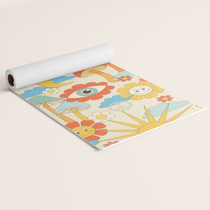 retro fantasy , boho mushroom rainbow trip Yoga Mat Gallery Image 2