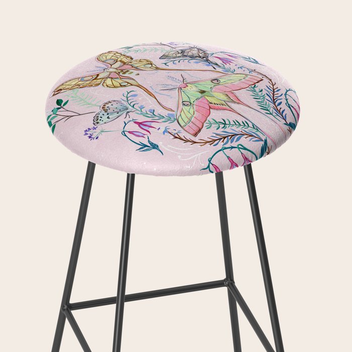Chinese Moon Moth and Butterflies Stool Gallery Image 2
