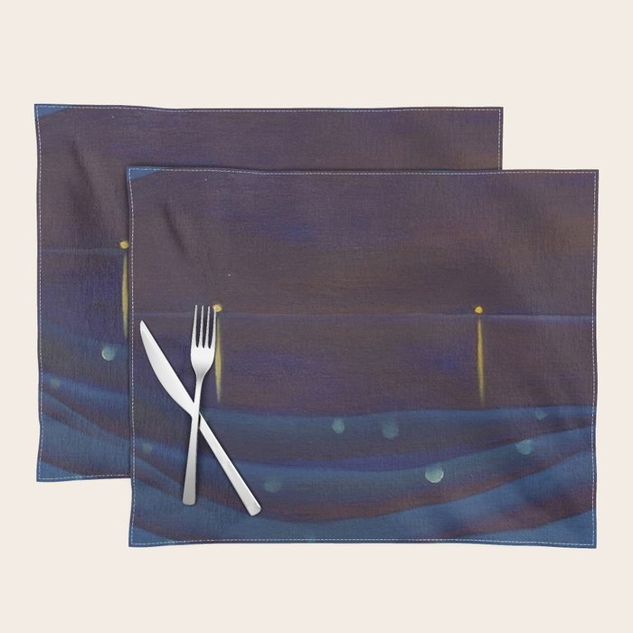 Starlight Night, Lake George, New York landscape painting by Georgia O'Keeffe Placemat Gallery Image 1