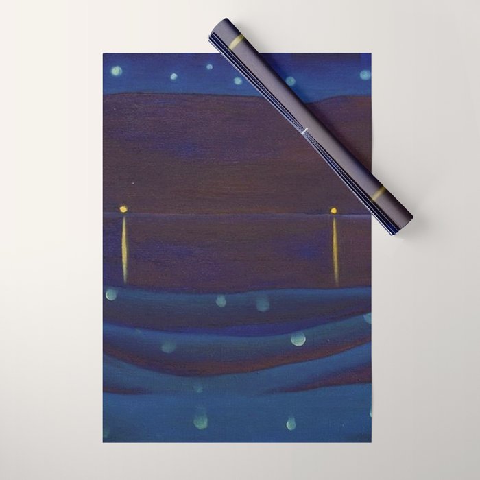 Starlight Night, Lake George, New York landscape painting by Georgia O'Keeffe Wrapping Paper Gallery Image 1