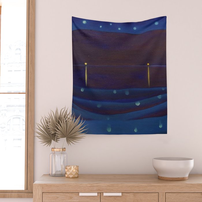Starlight Night, Lake George, New York landscape painting by Georgia O'Keeffe Wall Tapestry Gallery Image 2