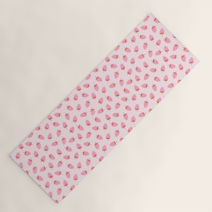 Sweet Strawberries - pink and red with hearts Yoga Mat Gallery Image 1