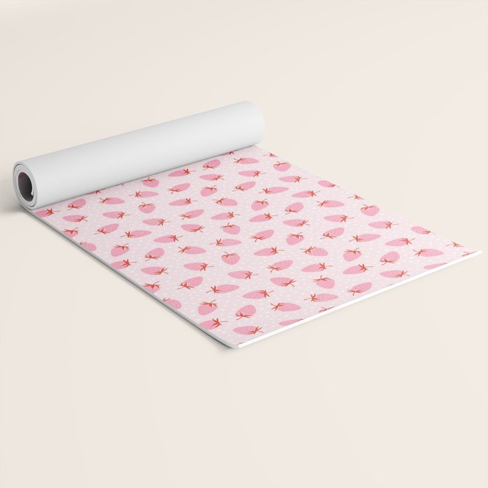 Sweet Strawberries - pink and red with hearts Yoga Mat Gallery Image 2