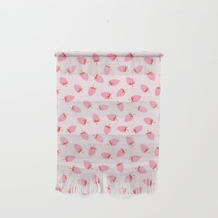 Sweet Strawberries - pink and red with hearts Wall Hanging Gallery Image 1