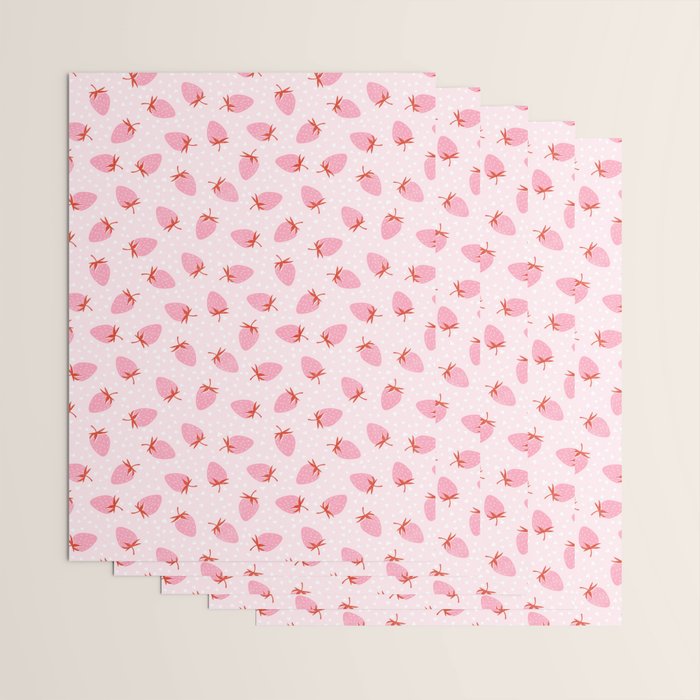 Sweet Strawberries - pink and red with hearts Wrapping Paper Gallery Image 3