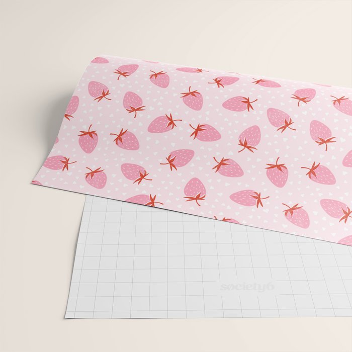 Sweet Strawberries - pink and red with hearts Wrapping Paper Gallery Image 2