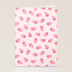 Sweet Strawberries - pink and red with hearts Stationery Card Gallery Image 2
