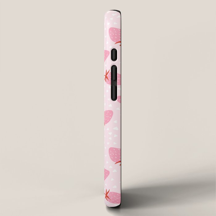 Sweet Strawberries - pink and red with hearts iPhone Case Gallery Image 2