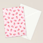 Sweet Strawberries - pink and red with hearts Stationery Card Gallery Image 2