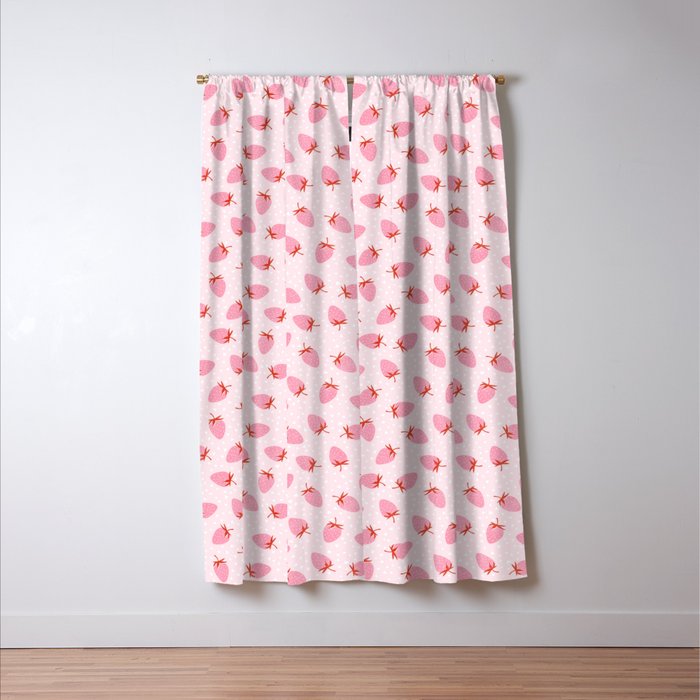 Sweet Strawberries - pink and red with hearts Window Curtain Gallery Image 3