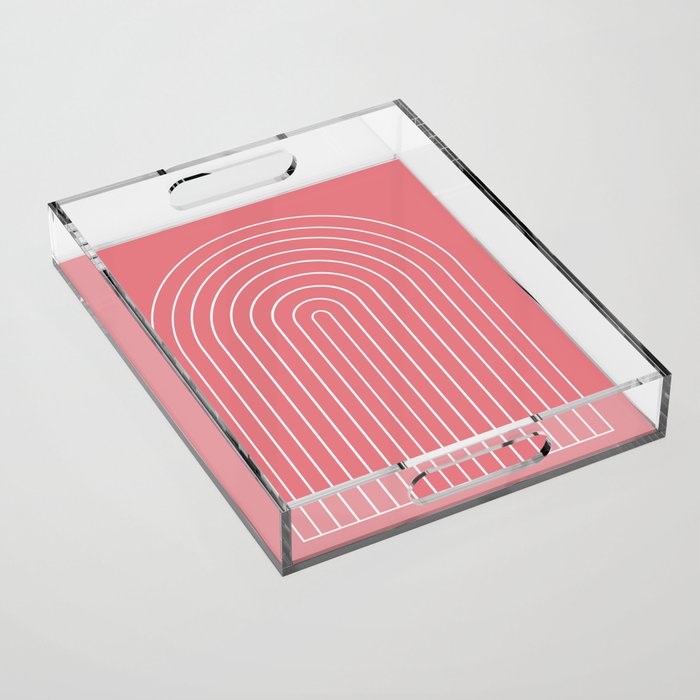 Minimal Arch XXIX Coral Pink Modern Geometric Lines Acrylic Tray Gallery Image 1
