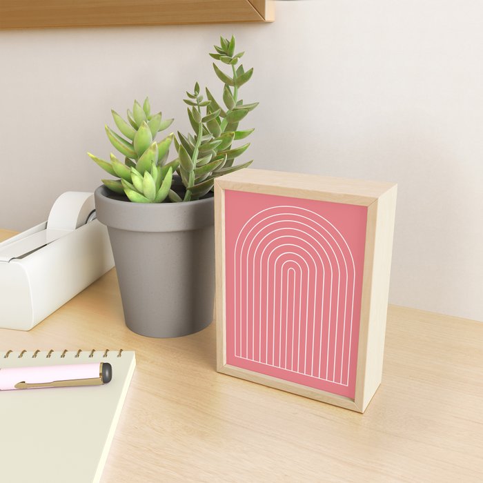 Minimal Arch XXIX Coral Pink Modern Geometric Lines Mini Art Print Gallery Image 2