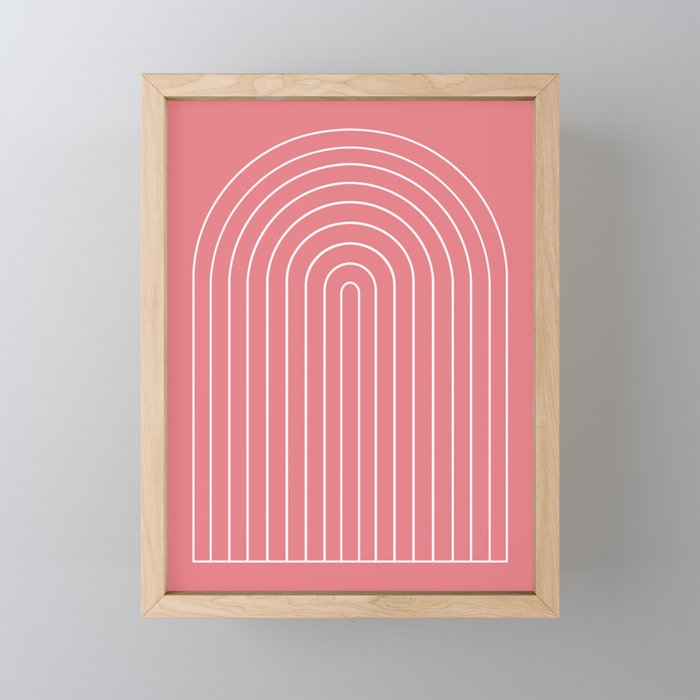 Minimal Arch XXIX Coral Pink Modern Geometric Lines Mini Art Print Gallery Image 1
