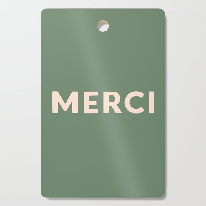Merci French Retro Hand Lettering Cutting Board Gallery Image 1