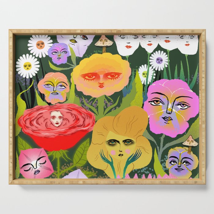 flower garden Serving Tray Gallery Image 1