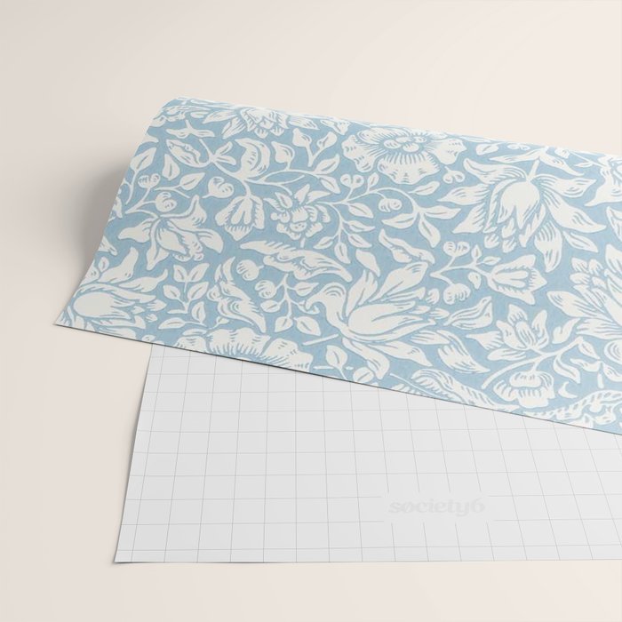 William Morris Vintage Mallow Powder Blue Wrapping Paper Gallery Image 2