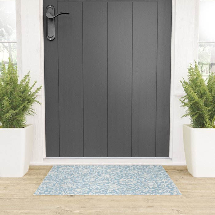 William Morris Vintage Mallow Powder Blue Welcome Mat Gallery Image 3