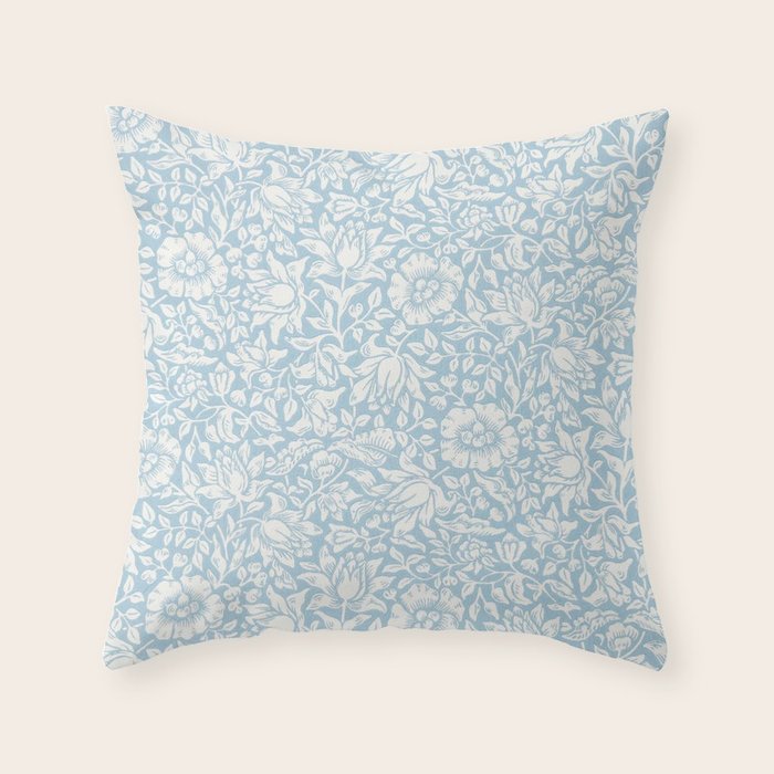 William Morris Vintage Mallow Powder Blue Throw Pillow Gallery Image 6