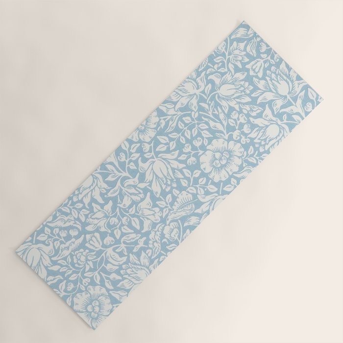 William Morris Vintage Mallow Powder Blue Yoga Mat Gallery Image 1