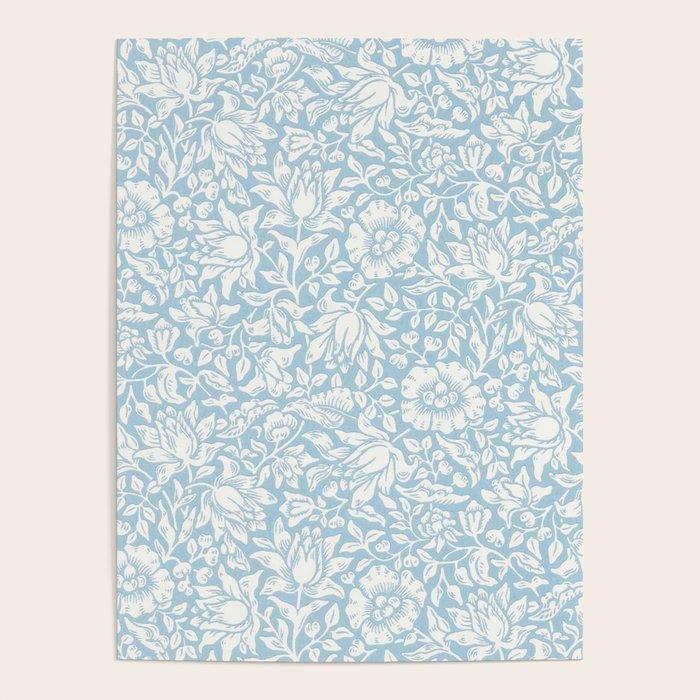 William Morris Vintage Mallow Powder Blue Poster Gallery Image 4