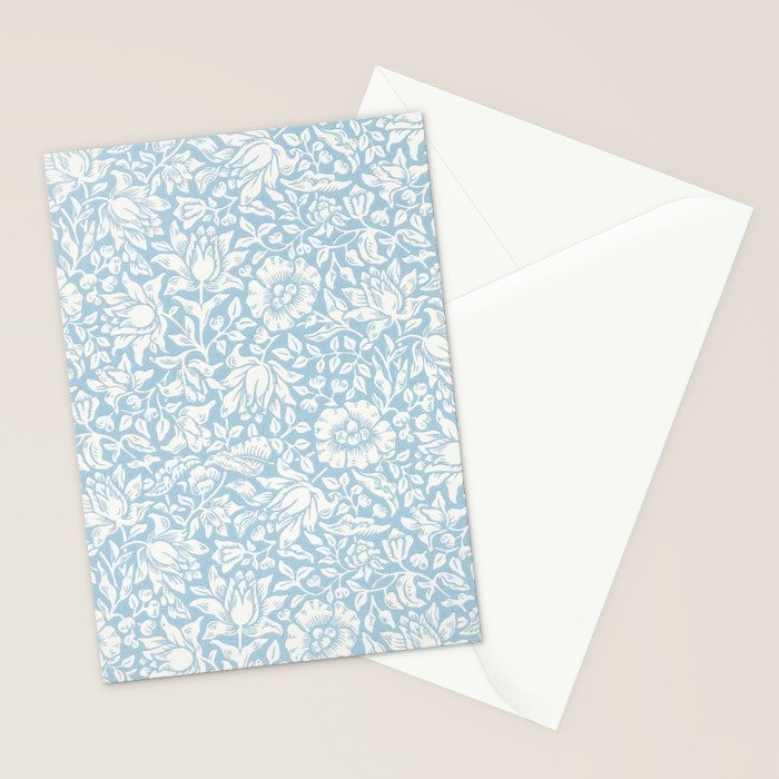 William Morris Vintage Mallow Powder Blue Stationery Card Gallery Image 2
