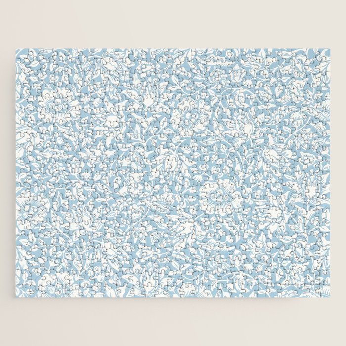 William Morris Vintage Mallow Powder Blue Jigsaw Puzzle Gallery Image 1