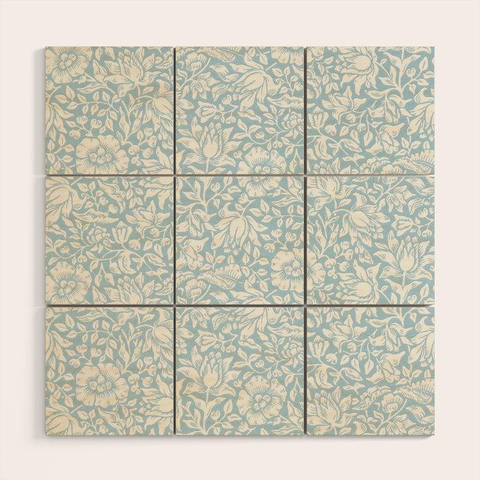 William Morris Vintage Mallow Powder Blue Wood Wall Art Gallery Image 1