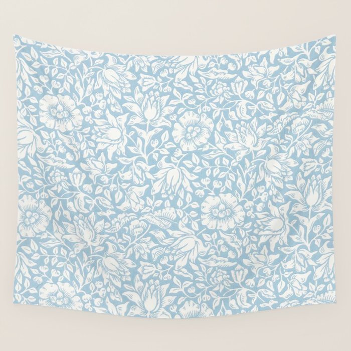 William Morris Vintage Mallow Powder Blue Wall Tapestry Gallery Image 4