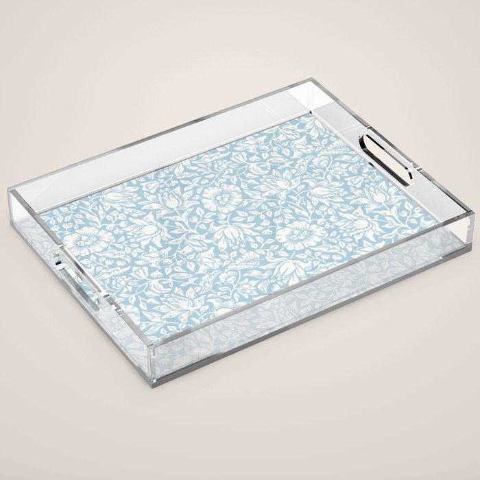 William Morris Vintage Mallow Powder Blue Acrylic Tray Gallery Image 1