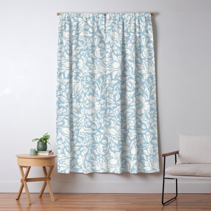 William Morris Vintage Mallow Powder Blue Window Curtain Gallery Image 5