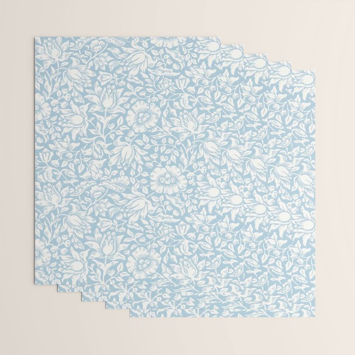 William Morris Vintage Mallow Powder Blue Wrapping Paper Gallery Image 3