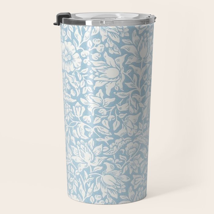 William Morris Vintage Mallow Powder Blue Travel Mug Gallery Image 3