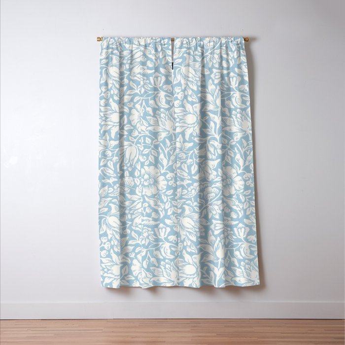 William Morris Vintage Mallow Powder Blue Window Curtain Gallery Image 3