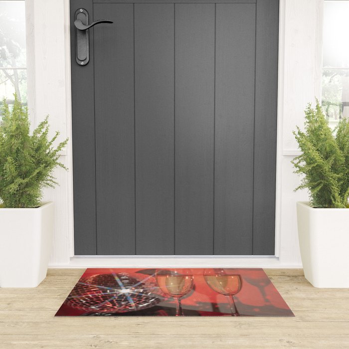 Festive Glamour Champagne Celebration Disco Ball Sparkling Holiday Photography  Welcome Mat Gallery Image 3