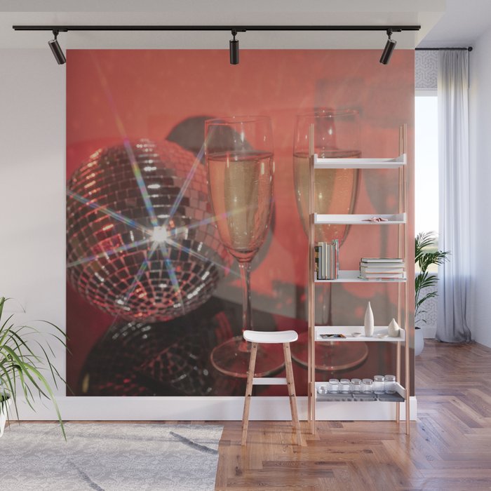 Festive Glamour Champagne Celebration Disco Ball Sparkling Holiday Photography  Wall Mural Gallery Image 1