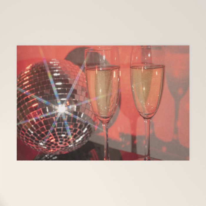 Festive Glamour Champagne Celebration Disco Ball Sparkling Holiday Photography  Welcome Mat Gallery Image 1
