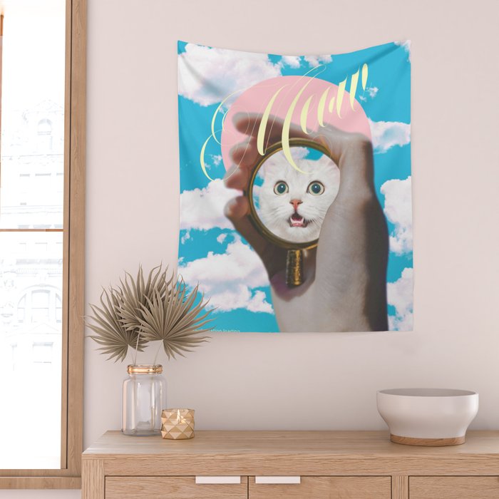 Meow // Cat Transformation Wall Tapestry Gallery Image 2