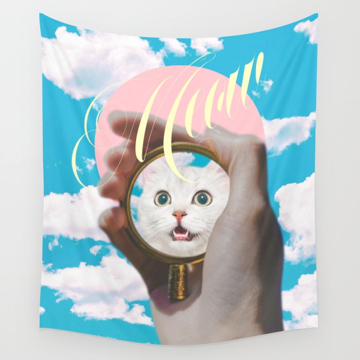 Meow // Cat Transformation Wall Tapestry Gallery Image 1