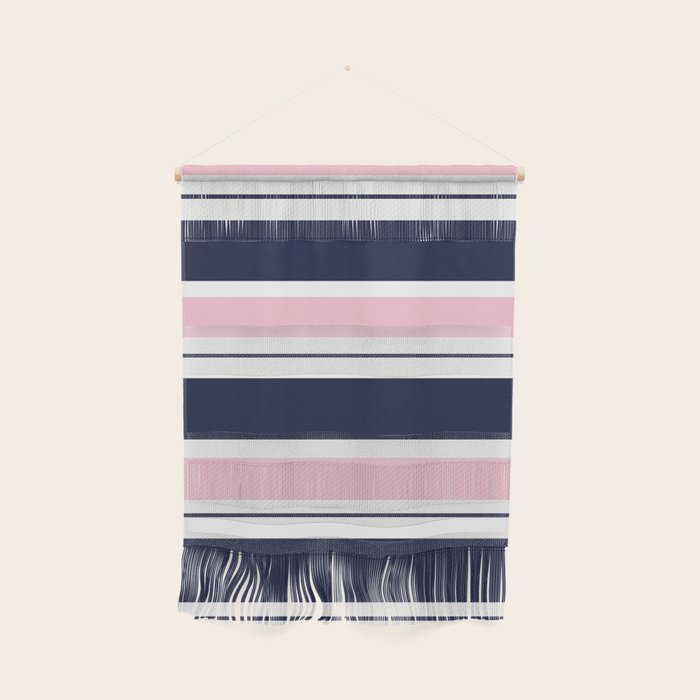 Blue Navy and Pink Stripes Wall Hanging Gallery Image 1