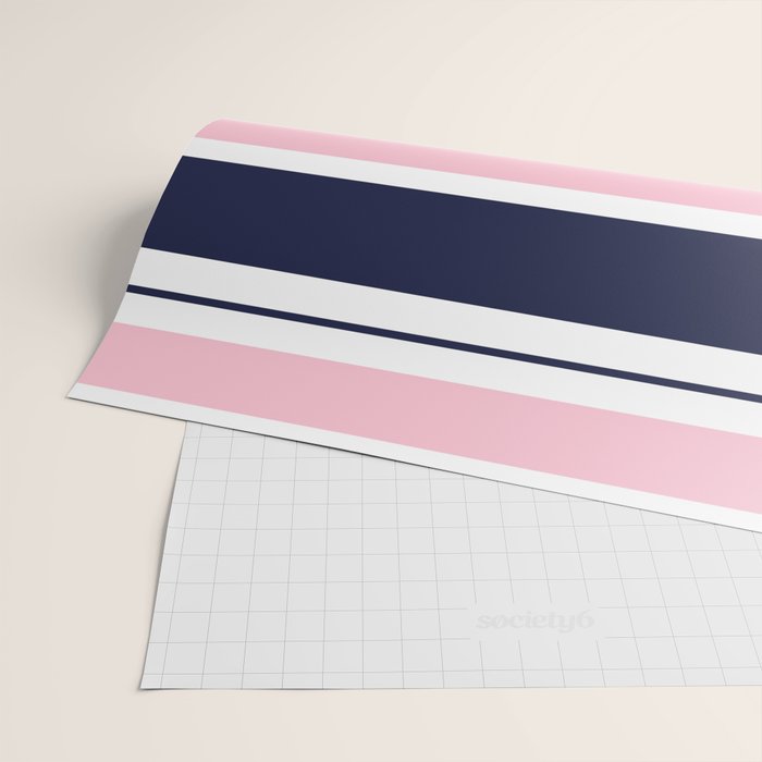 Blue Navy and Pink Stripes Wrapping Paper Gallery Image 2