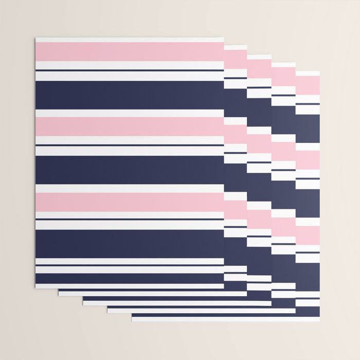 Blue Navy and Pink Stripes Wrapping Paper Gallery Image 3