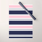 Blue Navy and Pink Stripes Wrapping Paper Gallery Image 1